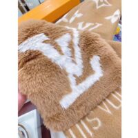 Louis Vuitton Unisex Cold Reykjavik Scarf Cashmere Mink Fur Beige Jacquard LV Initials Monogram Flowers (8)