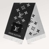 Louis Vuitton Unisex Cold Reykjavik Scarf Cashmere Mink Fur Black Jacquard LV Initials Monogram Flowers (1)