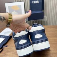 Dior Unisex CD B57 Mid-Top Sneaker Navy White Smooth Calfskin Beige Black Oblique Jacquard (11)