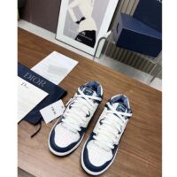 Dior Unisex CD B57 Mid-Top Sneaker Navy White Smooth Calfskin Beige Black Oblique Jacquard (11)