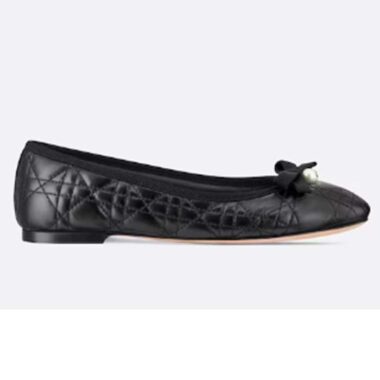 Dior Women CD Dior Ballet Flat Black Quilted Cannage Calfskin