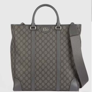 Gucci GG Unisex Ophidia Medium Tote Bag Grey Black GG Supreme Tender Canvas