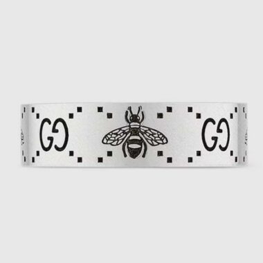 Gucci Unisex GG Bee Engraved Ring 925 Sterling Silver Aged Silver-Toned Hardware