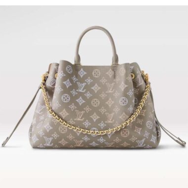 Louis Vuitton LV Women Bella Tote Gray Mahina Perforated Calfskin Leather