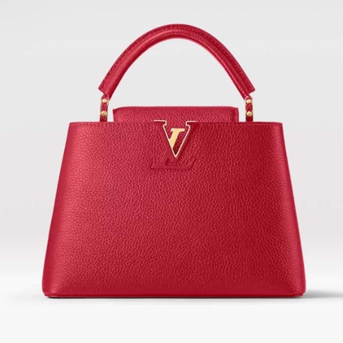 Louis Vuitton LV Women Capucines BB Handbag Scarlet Red Taurillon Cowhide Leather