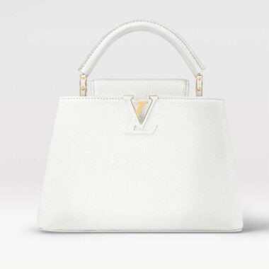 Louis Vuitton LV Women Capucines BB Handbag Snow White Taurillon Cowhide Leather