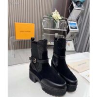 Louis Vuitton LV Women Laureate Platform Chelsea Boot Black Suede Monogram-Debossed Calf Leather (7)