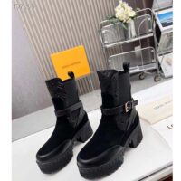 Louis Vuitton LV Women Laureate Platform Chelsea Boot Black Suede Monogram-Debossed Calf Leather (7)