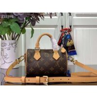 Louis Vuitton LV Women Nano Speedy Bag Pink Monogram Coated Canvas Cowhide Leather (3)