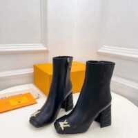 Louis Vuitton LV Women Shake Ankle Boot Black Lambskin Side Zip Leather Outsole (9)