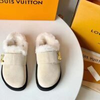 Louis Vuitton Unisex LV Cosy Flat Comfort Clog Natural Suede Calf Leather Shearling (9)