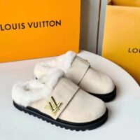 Louis Vuitton Unisex LV Cosy Flat Comfort Clog Natural Suede Calf Leather Shearling (9)