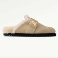 Louis Vuitton Unisex LV Cosy Flat Comfort Clog Natural Suede Calf Leather Shearling (9)