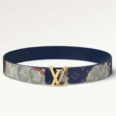 Louis Vuitton Unisex LV Initiales 40 MM Reversible Belt Multicoloured Brown Printed Coated Monogram Canvas