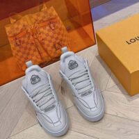 Louis Vuitton Unisex LV Skate Sneaker Grey Grained Calf Leather Rubber Outsole (13)