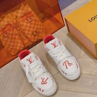 Louis Vuitton Unisex LV Trainer Sneaker Red Mix of Sustainable Materials (6)