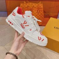 Louis Vuitton Unisex LV Trainer Sneaker Red Mix of Sustainable Materials (6)