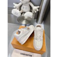 Louis Vuitton Unisex LV Trainer Sneaker White Calf Leather Rubber Outsole Monogram Flower (10)