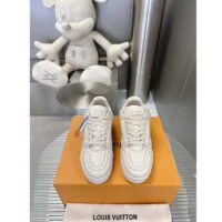 Louis Vuitton Unisex LV Trainer Sneaker White Calf Leather Rubber Outsole Monogram Flower (10)