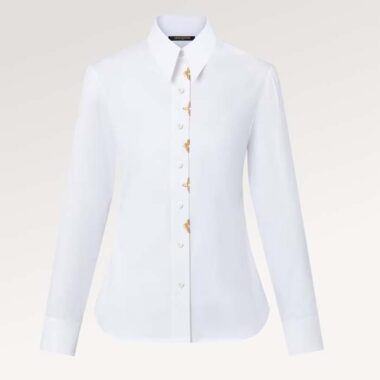 Louis Vuitton Women LV NIGHT Monogram Accent Shirt Cotton Polyamide Elastane Optical White