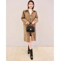 Louis Vuitton Women LV Removable Collar Double Face Coat Wool Silk Ficelle Foncée Brown Regular Fit (8)