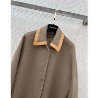 Louis Vuitton Women LV Removable Collar Double Face Coat Wool Silk Ficelle Foncée Brown Regular Fit (8)