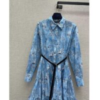 Louis Vuitton Women LV Unicorn Print Belted Shirt Dress Cotton Silk Sky Blue Regular Fit (10)