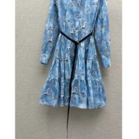 Louis Vuitton Women LV Unicorn Print Belted Shirt Dress Cotton Silk Sky Blue Regular Fit (10)