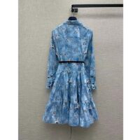 Louis Vuitton Women LV Unicorn Print Belted Shirt Dress Cotton Silk Sky Blue Regular Fit (10)