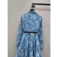 Louis Vuitton Women LV Unicorn Print Belted Shirt Dress Cotton Silk Sky Blue Regular Fit (10)