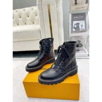 Louis Vuitton Women Territory Flat Ranger Black Monogram-Debossed Calf Leather Side Zip (5)