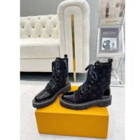 Louis Vuitton Women Territory Flat Ranger Black Monogram-Debossed Suede Calf Leather Side Zip (9)