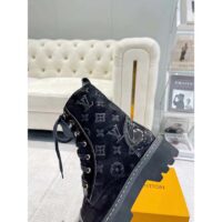 Louis Vuitton Women Territory Flat Ranger Black Monogram-Debossed Suede Calf Leather Side Zip (9)