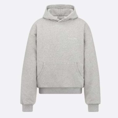 Dior Men CD Christian Dior Couture Hooded Sweatshirt Gray Cotton Fleece Dévoré Effect