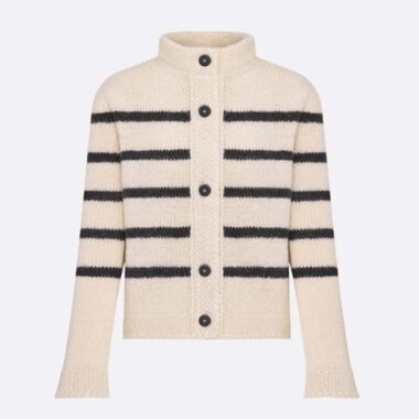 Dior Women CD Dior Marinière Jacket White Black Wool Cotton Mohair Technical Knit D-Stripes