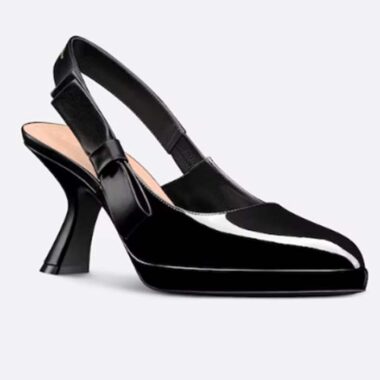 Dior Women CD Sweet-D Slingback Pump Black Patent Calfskin Shiny Calfskin