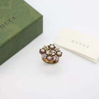 Gucci Women Double G Crystal Flower Ring (1)