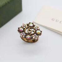 Gucci Women Double G Crystal Flower Ring (1)