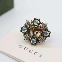 Gucci Women Double G Crystal Flower Ring (1)