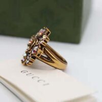 Gucci Women Double G Crystal Flower Ring (1)