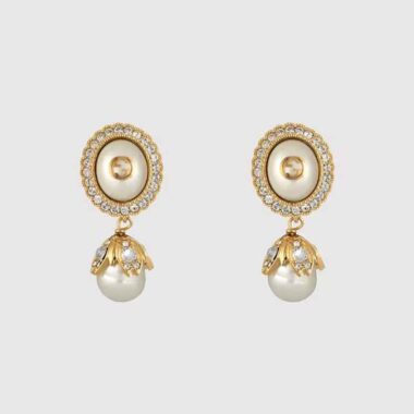 Gucci Women Interlocking G Pearl Earrings