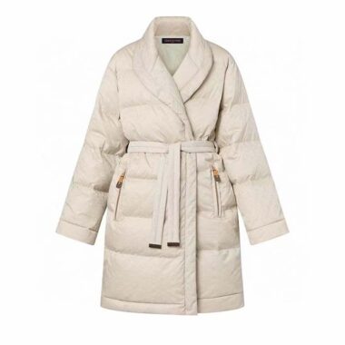 Louis Vuitton LV Women Flight Mode Monogram Jacquard Puffer Wrap Coat Polyamide Light Beige