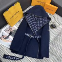 Louis Vuitton LV Women Signature Double Face Short Wrap Coat Wool Silk Blue Regular Fit (5)