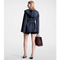 Louis Vuitton LV Women Signature Short Hooded Wrap Coat Wool Silk Petrol Blue Regular Fit (8)