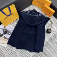 Louis Vuitton LV Women Signature Short Hooded Wrap Coat Wool Silk Petrol Blue Regular Fit (8)