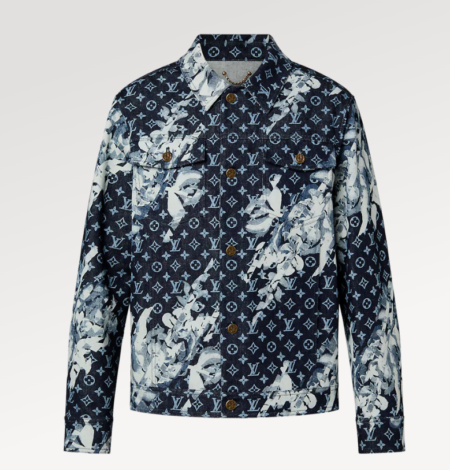 Louis Vuitton Men LV Monogram Printed Denim Jacket Regular Fit Printed Monogram Flower