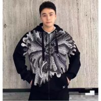 Louis Vuitton Men LV x YK Psychedelic Flower Zipped Hoodie Wool Polyamide Black White Regular Fit (15)