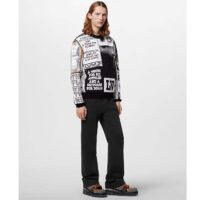 Louis Vuitton Men Wool Crewneck Regular Fit Jacquard Allover LV Fanzine Motif Multicolor (8)