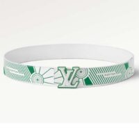 Louis Vuitton Unisex LV Imprint 40 MM Reversible Belt White Leather Silver-Colour Hardware