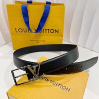 Louis Vuitton Unisex LV Skyline 35 MM Belt Black Napa Leather Silver-Colour Finish Hardware (1)